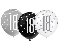 #BL Balon UQ 12" Glitz, groszki z nadr. 18, miks kolorów, 6 szt.