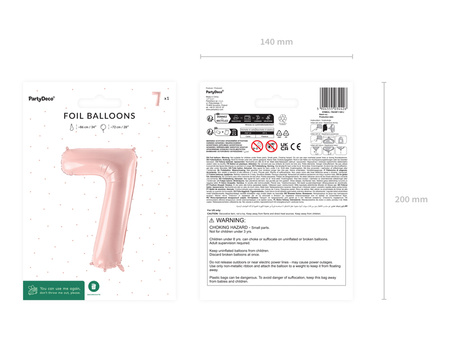 Balon foliowy Cyfra ''7'', 72cm, jasny różowy