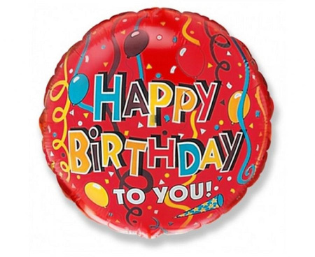#BFK Balon foliowy 18" FX - Happy Birthday (tasiemki), niepakowany