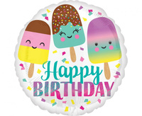#BFK Balon foliowy 18" CIR Happy Birthday - Ice Cream, zapakowany
