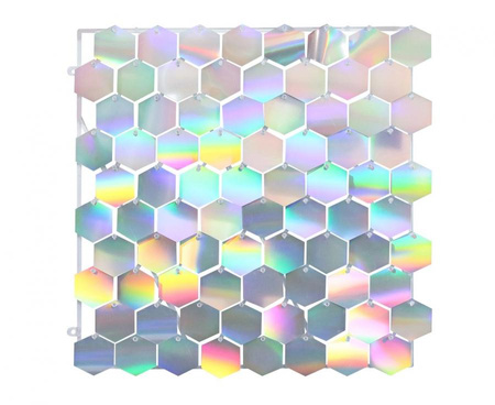 #DEI Panel dekoracyjny opalizujący, przezroczyste tło, 30x30 cm/ 80 heksagonów