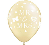 #BL Balon QL 11" z nadr. "MR. & MRS.", metalik kość słoniowa  / 25 szt. KK