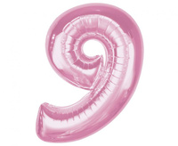 #BFC33 Balon foliowy Smart, cyfra 9, j. różowa, 92 cm  KK