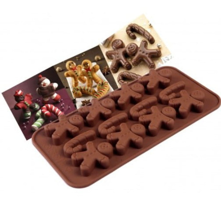 Forma silikonowa do czekolady Piernikowy Ludziki i cukrowe laski