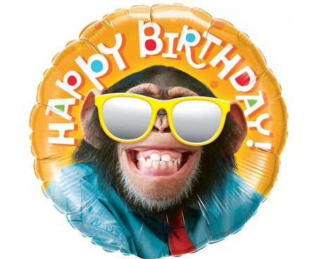 #BFK Balon foliowy 18" SHP -  Smiling chimp Birthday
