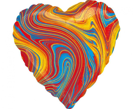 #BFK Balon foliowy 18" Marblez - serce kolorowe, zapakowany