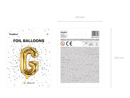 Balon foliowy Litera ''G'', 35cm, złoty