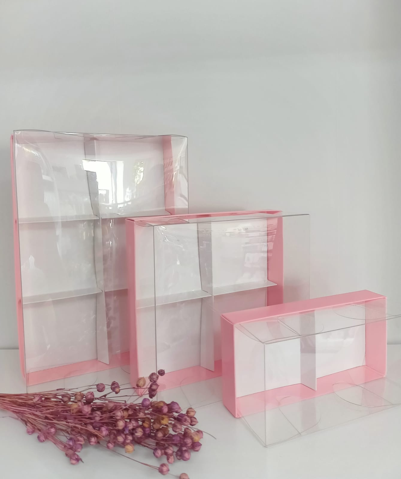 Różowe pudełko na 2 monoporcje z perłowym spodem