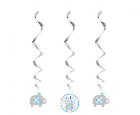 #DEI Dekoracja wisząca Floral Elephant, niebieska, 66 cm, 3 szt. KK