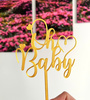 Topper na tort OH BABY 15x10 cm Gender reval Baby Shower