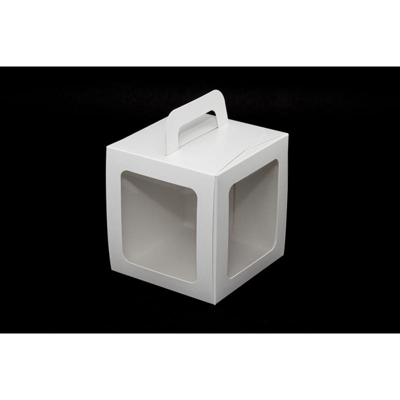 Białe pudełko z okienkiem na bento cake 14x14x15 cm – widok ogólny