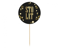 #DETO Dekoracja pap. na tort B&G Party - Sto Lat, okrągła 10 cm