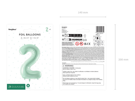 Balon foliowy Cyfra ''2'', 72cm, zieleń