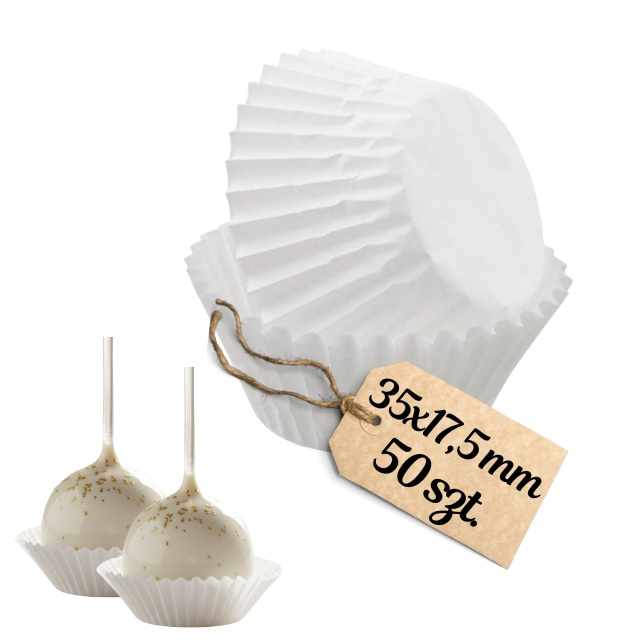 Białe papilotki do makaroników i pralin 35x17,5 mm – zestaw 50 sztuk