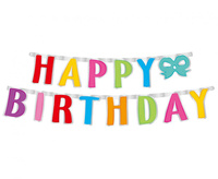 #DEGI Girlanda papierowa Happy Birthday, kolorowa, 160x14 cm KK