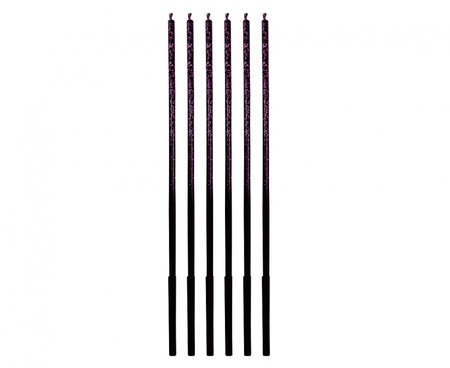 #SU Świeczki B&C Ombre, fioletowy brokat, 3x3x170mm, 6 szt. KK