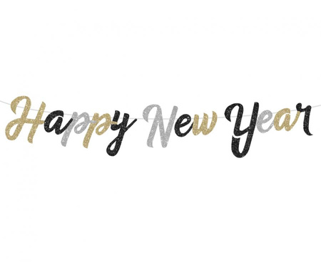 #DEGI Girlanda papierowa B&C Happy New Year, brokatowa, 250 cm KK
