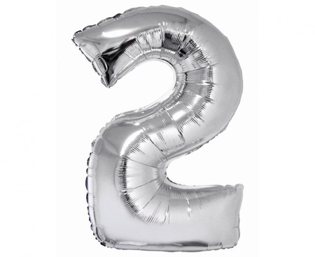 #BFC28 Balon foliowy Smart, Cyfra 2, srebrna, 76 cm