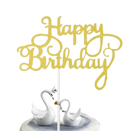 Topper na tort HAPPY BIRTHDAY ZŁOTY WZ.II