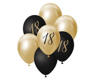 #BB Bukiet balonowy B&C j. złoto-czarny "18", 7 szt.