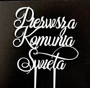 Topper "Pierwsza Komunia Święta" BIAŁY ELEGANCKI