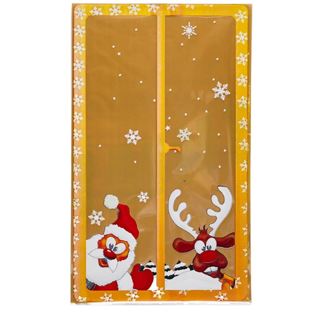 Woreczki celofanowe 30x50 cm MIKOŁAJ Z RENIFEREM ZŁOTY 50 sztuk