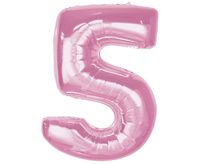 #BFC33 Balon foliowy Smart, cyfra 5, j. różowa, 92 cm  KK