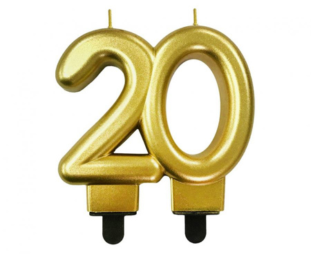 #SC11 Świeczka B&C cyferka 20, metalik złota, 8.0 cm