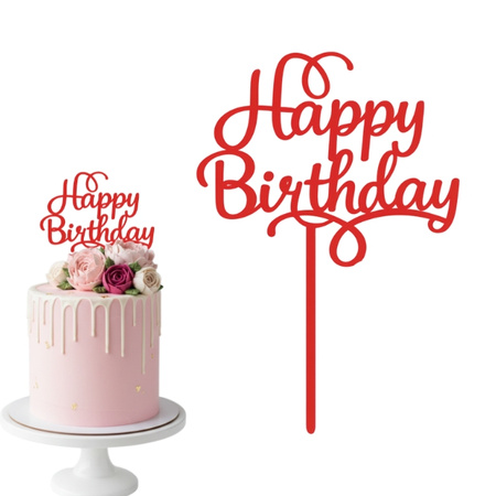 Papierowy topper na tort HAPPY BIRTHDAY CZERWONY WZ.I