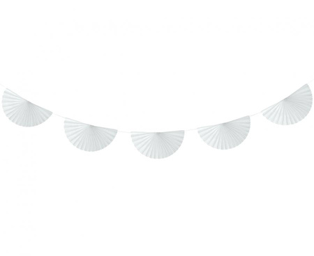 #DEGI Girlanda papierowa W&C Wachlarze, biała, 300 cm, wachlarz 20 cm KK