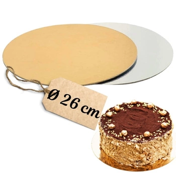 Podkład dwustronny pod ciasto ŚR. 26 cm ZŁOTO - SREBRNY