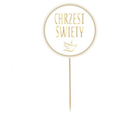 #DETO Dekoracja papierowa na tort Chrzest Święty - gołąbek, średnica 14 cm KK