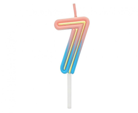 #SC22 Świeczka cyferka B&C Neon 7, 44x28x12mm, 1 szt.