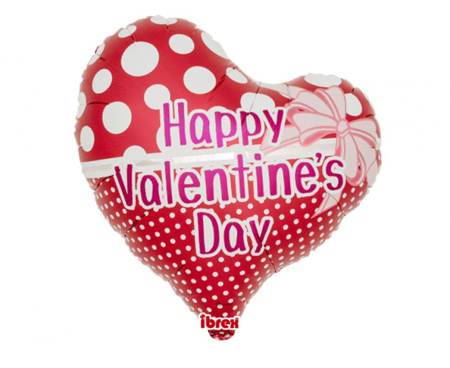 #BFK Balon Ibrex Hel, serce Jelly 14", Valentine Dots & Ribbon, packed