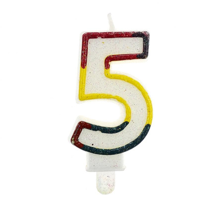 #SC23 Świeczka cyferka z brokatem "5" KK