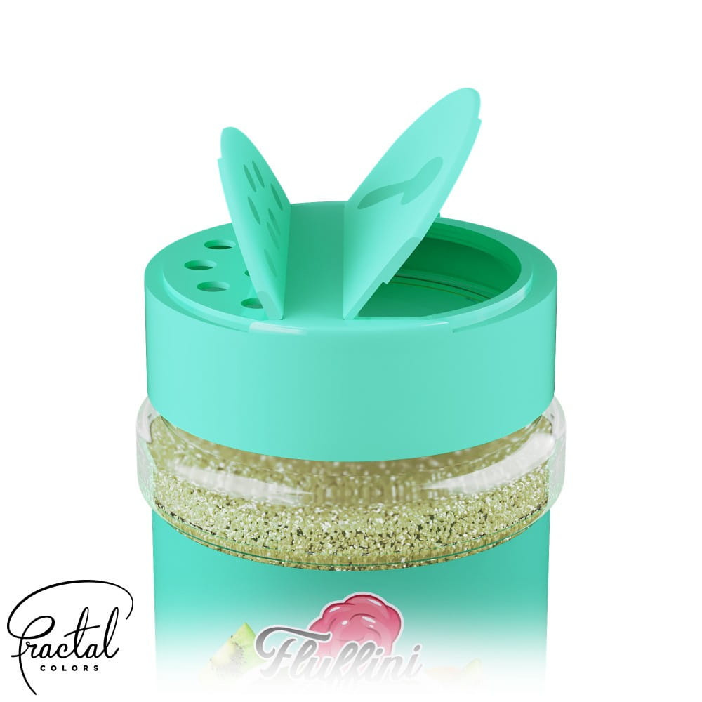 Pokrywka z podwójnym otwarciem w pojemniku smakowego cukru do waty cukrowej KIWI 300g Fractal Colours