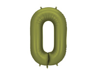Balon foliowy Cyfra '0', 86cm, oliwkowy