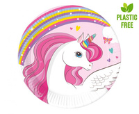 #ZTA Talerzyki papierowe Unicorn Rainbow Colors, next generation, 20cm, 8 szt. (plastic-free)
