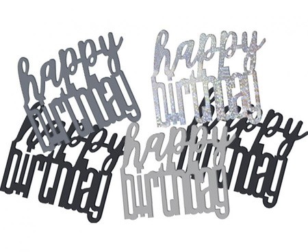 #DEKO Konfetti Glitz Happy Birthday, czarne, 14,1 g KK