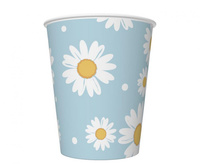 #ZTA_GD Kubeczki papierowe, niebieskie, stokrotki, 250 ml, 6 szt.