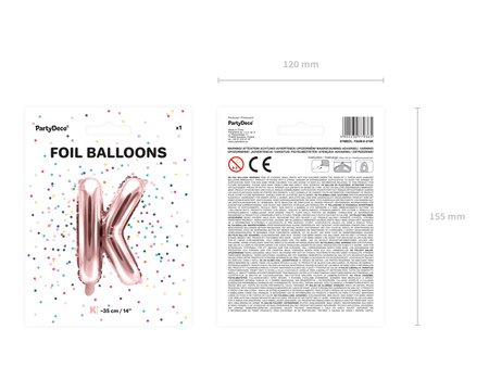 Balon foliowy Litera ''J'', 35cm, ciemny różowy