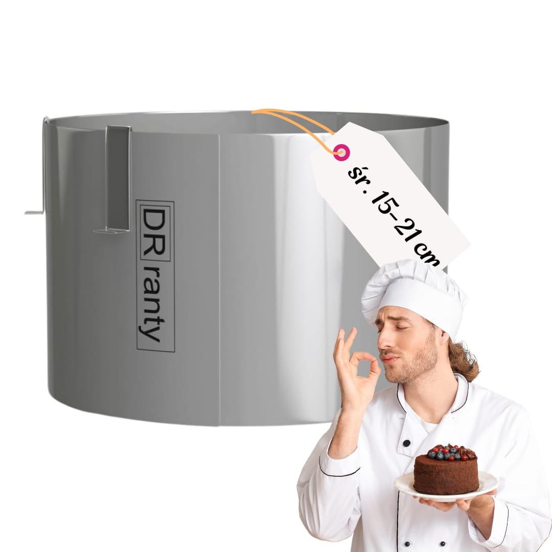 Regulowany rant do pieczenia ciast i tortów o wysokości 14 cm i średnicy 15–21 cm