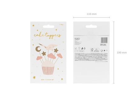 Toppery na muffinki Baby Shower "Bocian" 7 szt.