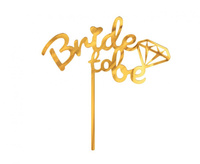 #DETO Dekoracja akrylowa na tort Bride to be, złota, 15x16 cm