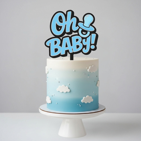 Topper na tort 16x12 cm OH BABY NIEBIESKIE WZ.I