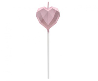#SU Świeczka piker Serce Diament, różowo-złote, 10.5x3.5 cm KK