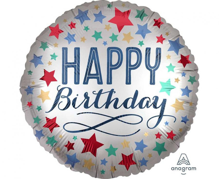 #BFK Balon foliowy 18" SHP -  Birthday satin with stars