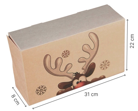 Świąteczne opakowanie pudełko na ciasto 31x22x8 cm 50 szt. Renifer Boże Narodzenie