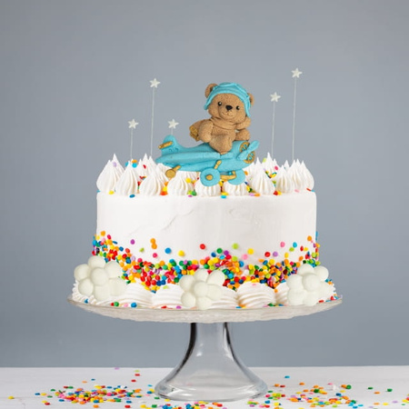 Zestaw figurek cukrowych na tort MIŚ W SAMOLOCIE 2D Ditarte
