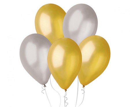 #BL Balony GM90 metal 10" - złote i srebrne/ 50 szt.